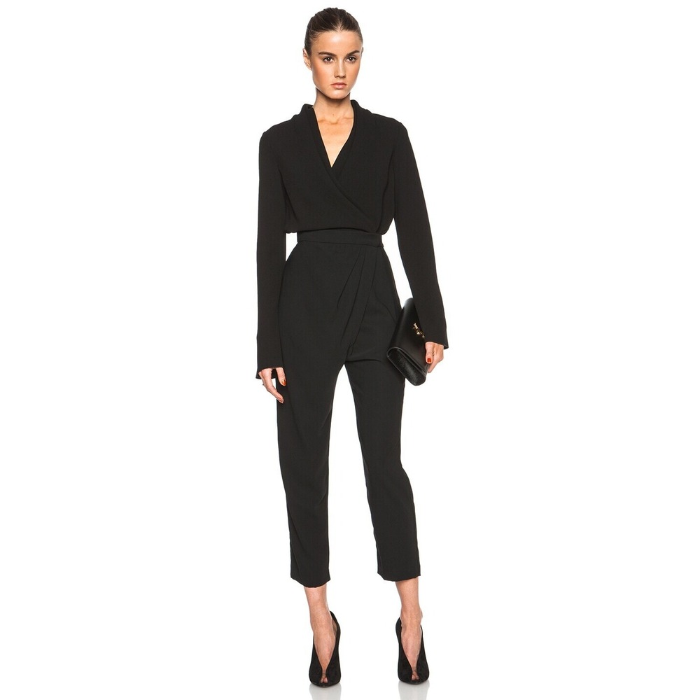 Camilla And Marc Jumpsuit Black Crepe Sz 6 Modern Elegant Cocktail